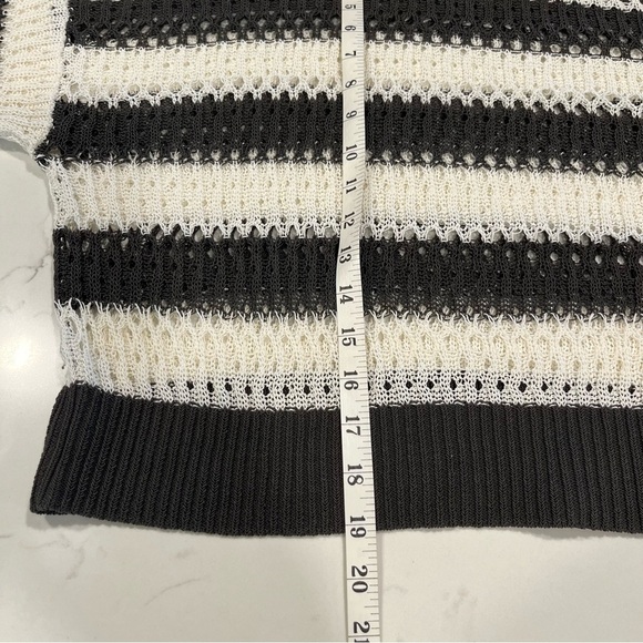 Madewell Relaxed Open Stitch White & Gray Striped Sweater Tee medium - Picture 10 of 12